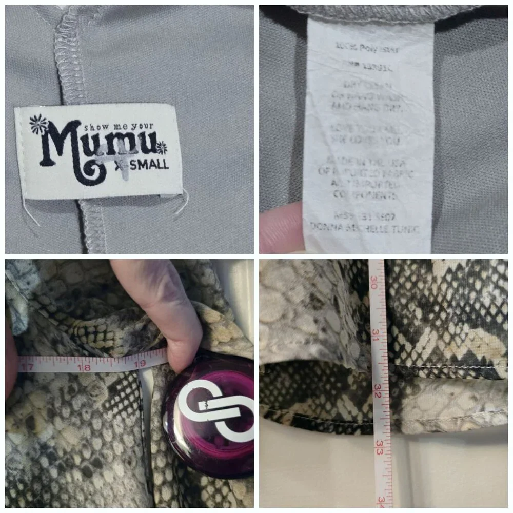 Show Me Your Mumu ✦ Snake Print V‑Neck Long Sleeve Tunic Dress ✦ Keyhole Back XS - Picture 9 of 10